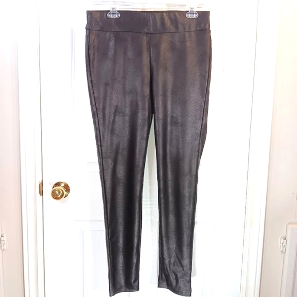 NWOT Tattoo Women's Faux Leather Leggings Matte Brown Slim Leg Size L